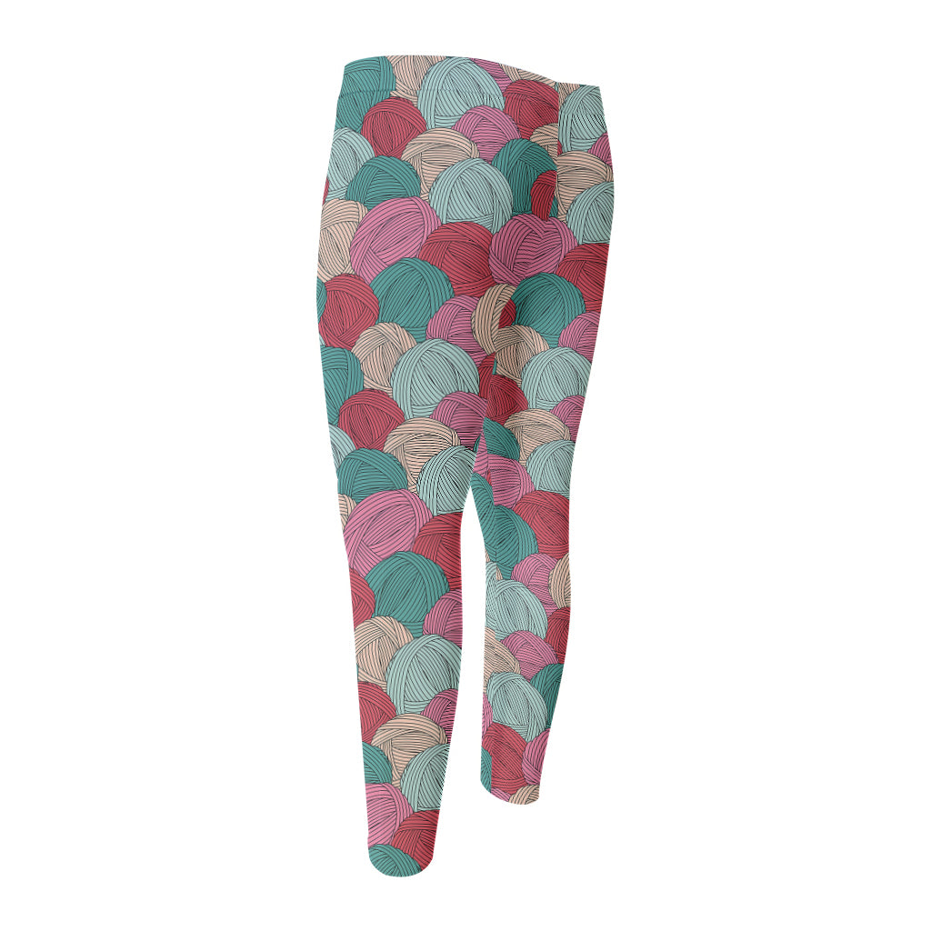 Yarn Balls Pattern Print Men's Compression Pants