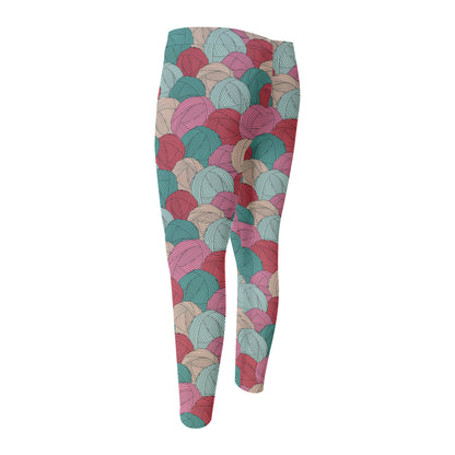 Yarn Balls Pattern Print Men's Compression Pants