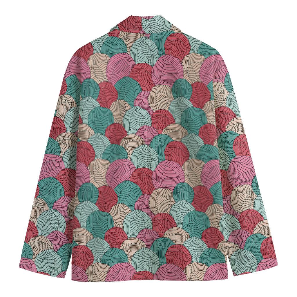 Yarn Balls Pattern Print Men's Cotton Blazer