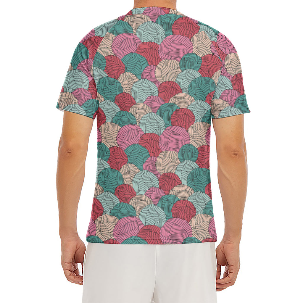 Yarn Balls Pattern Print Men's Short Sleeve Rash Guard