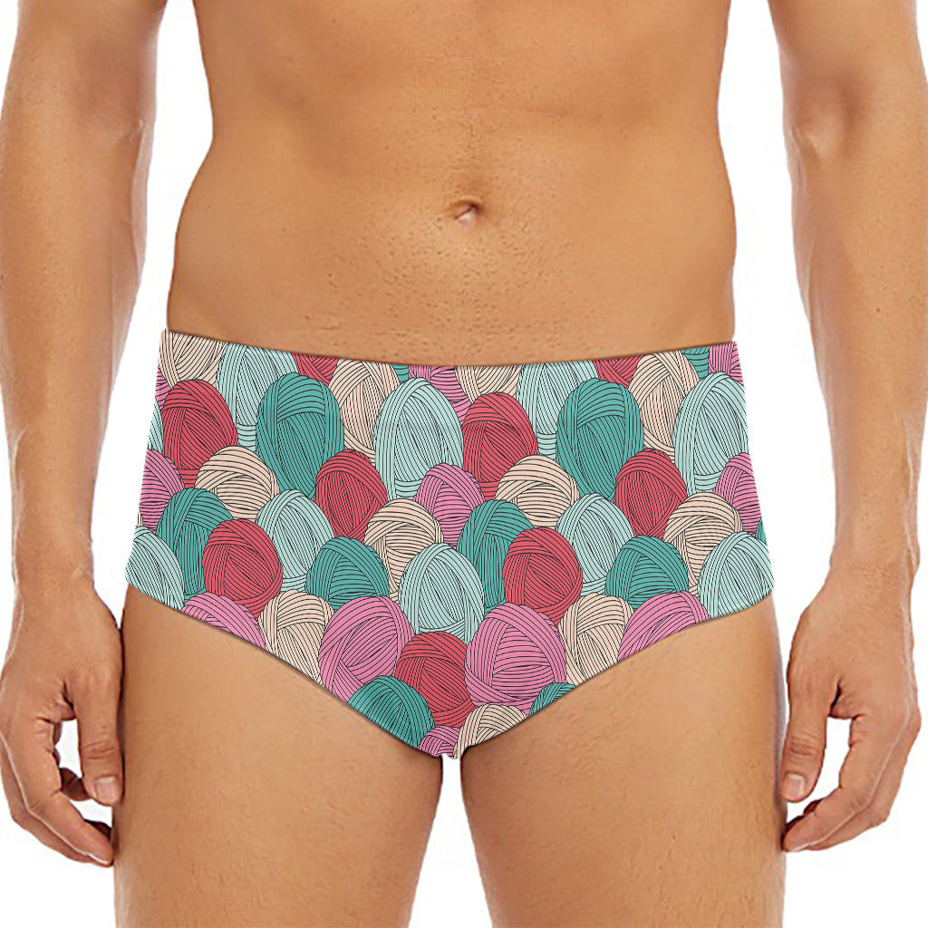 Yarn Balls Pattern Print Men's Triangle Swim Briefs