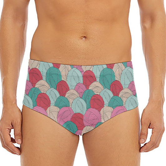 Yarn Balls Pattern Print Men's Triangle Swim Briefs