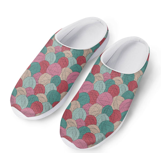 Yarn Balls Pattern Print Mesh Casual Shoes