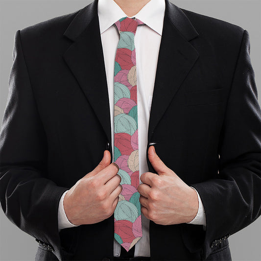 Yarn Balls Pattern Print Necktie