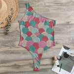 Yarn Balls Pattern Print One Shoulder Bodysuit