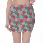 Yarn Balls Pattern Print Pencil Mini Skirt
