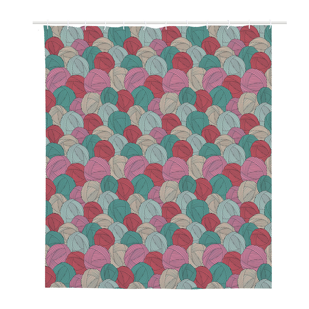 Yarn Balls Pattern Print Polyester Shower Curtain