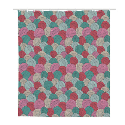 Yarn Balls Pattern Print Polyester Shower Curtain