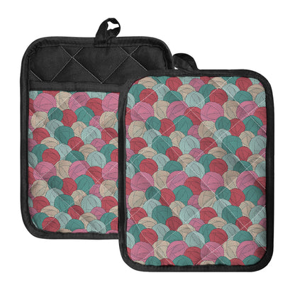 Yarn Balls Pattern Print Pot Holders With Pocket