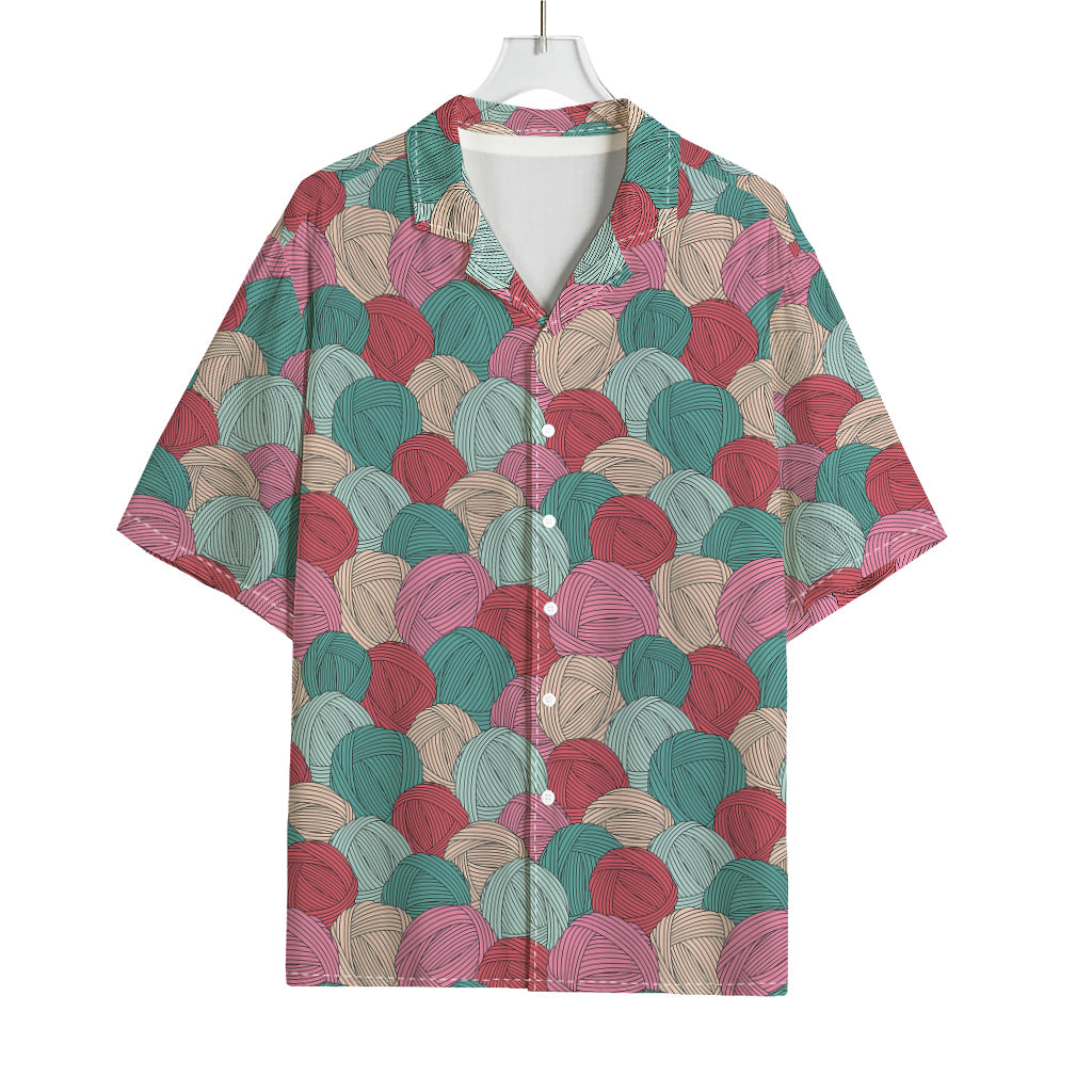 Yarn Balls Pattern Print Rayon Hawaiian Shirt