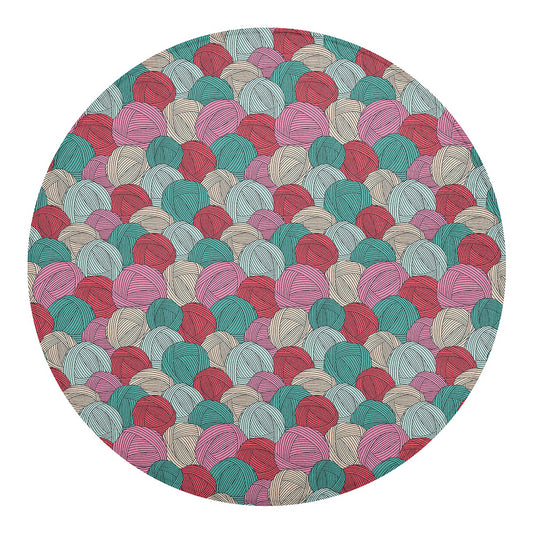 Yarn Balls Pattern Print Round Blanket
