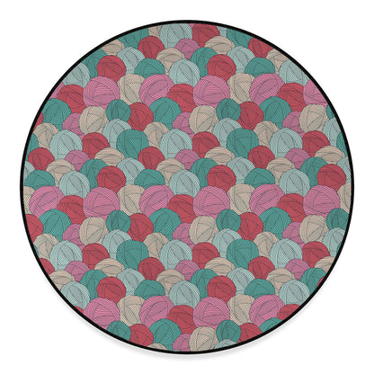 Yarn Balls Pattern Print Round Floor Mat