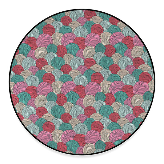 Yarn Balls Pattern Print Round Floor Mat