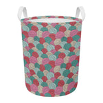 Yarn Balls Pattern Print Round Laundry Basket