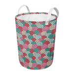 Yarn Balls Pattern Print Round Laundry Basket
