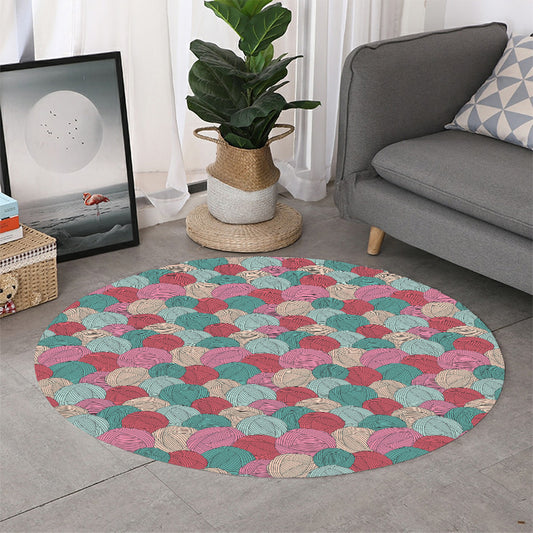 Yarn Balls Pattern Print Round Rug