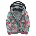Yarn Balls Pattern Print Sherpa Lined Zip Up Hoodie