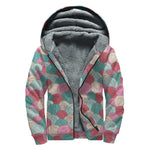 Yarn Balls Pattern Print Sherpa Lined Zip Up Hoodie