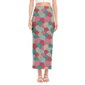 Yarn Balls Pattern Print Side Slit Maxi Skirt