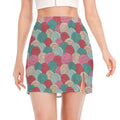 Yarn Balls Pattern Print Side Slit Mini Skirt