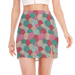 Yarn Balls Pattern Print Side Slit Mini Skirt