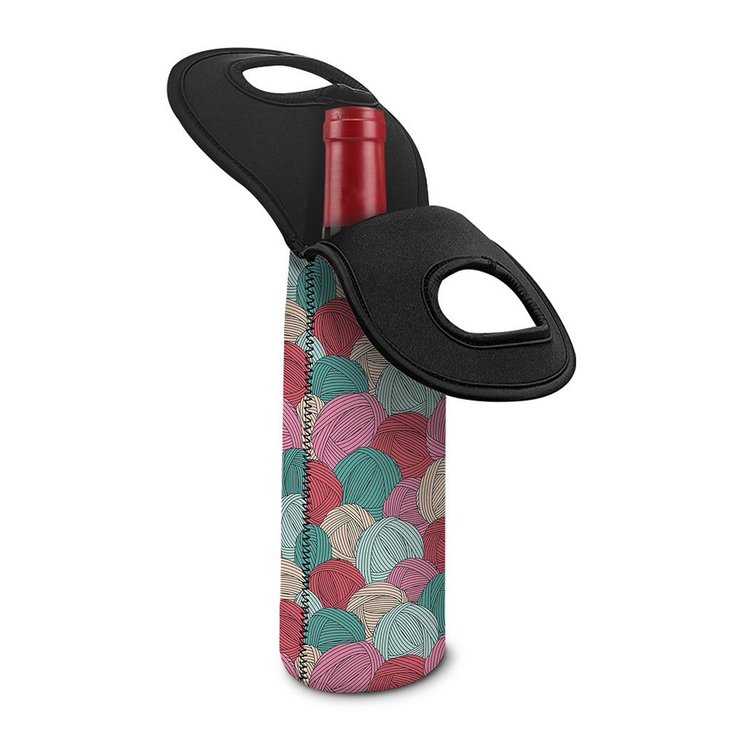 Yarn Balls Pattern Print Single Neoprene Wine Tote