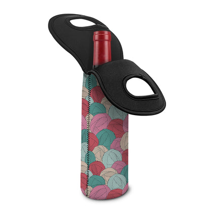 Yarn Balls Pattern Print Single Neoprene Wine Tote