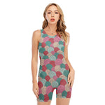 Yarn Balls Pattern Print Sleeveless One Piece Swimsuit