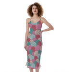 Yarn Balls Pattern Print Slim Fit Midi Cami Dress