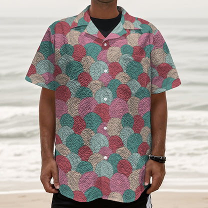 Yarn Balls Pattern Print Textured Short Sleeve Shirt
