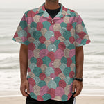 Yarn Balls Pattern Print Textured Short Sleeve Shirt