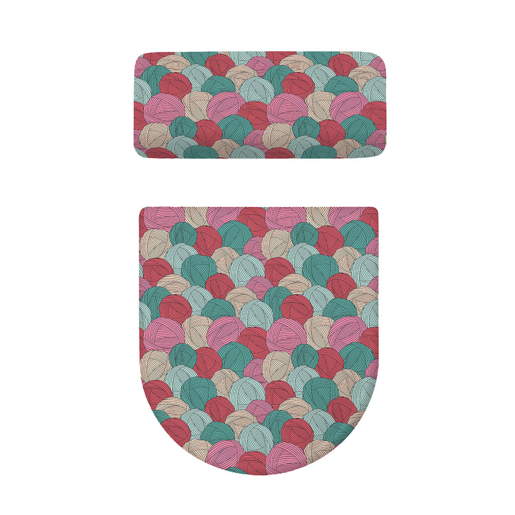 Yarn Balls Pattern Print Toilet Lid And Tank Cover Set