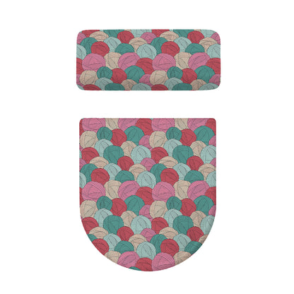 Yarn Balls Pattern Print Toilet Lid And Tank Cover Set