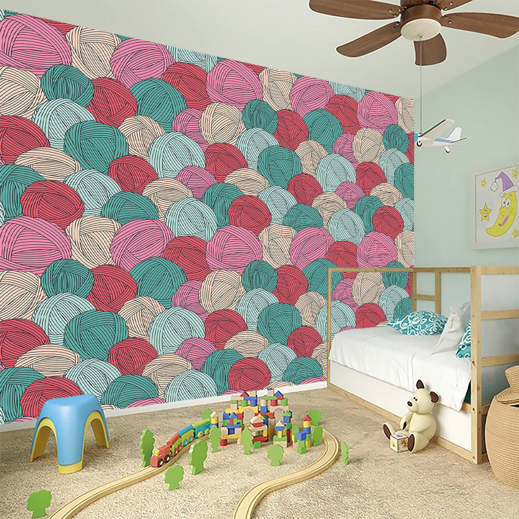 Yarn Balls Pattern Print Wall Sticker