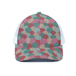 Yarn Balls Pattern Print White Mesh Trucker Cap