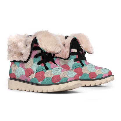 Yarn Balls Pattern Print Winter Boots