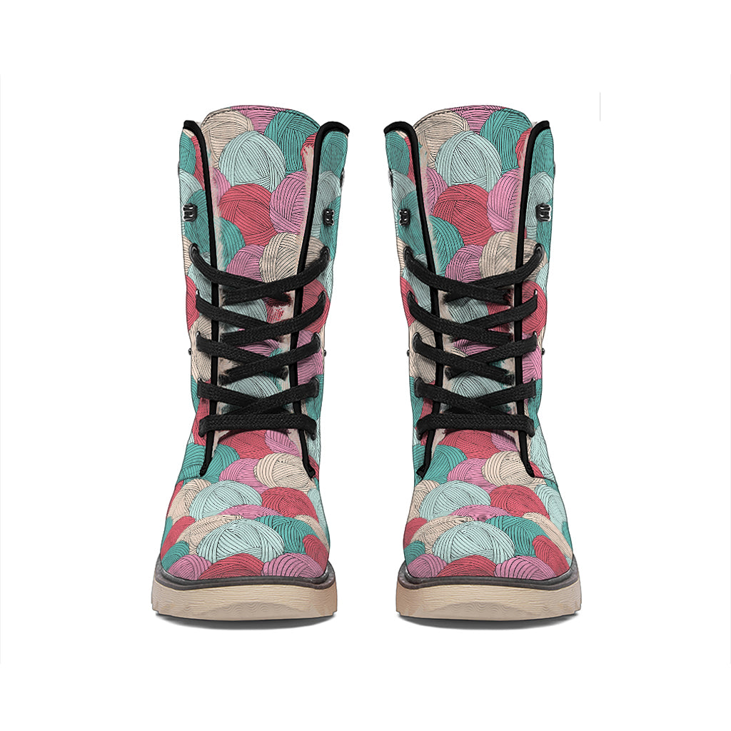 Yarn Balls Pattern Print Winter Boots