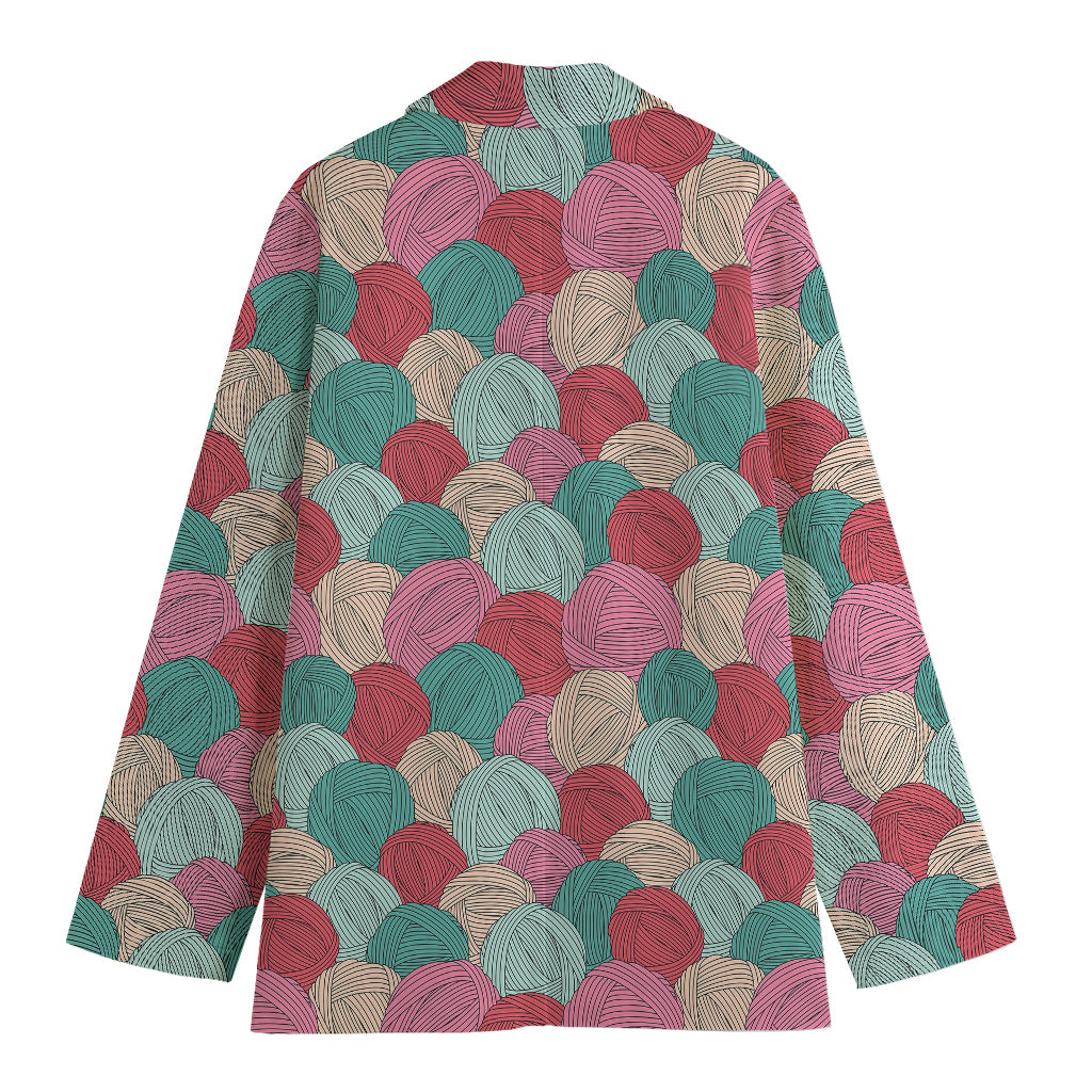 Yarn Balls Pattern Print Women's Blazer