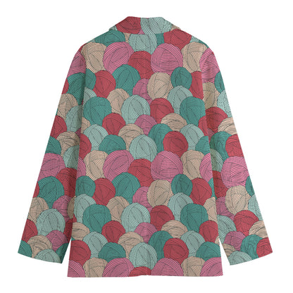 Yarn Balls Pattern Print Women's Blazer
