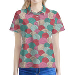 Yarn Balls Pattern Print Women's Polo Shirt