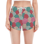 Yarn Balls Pattern Print Women's Split Running Shorts