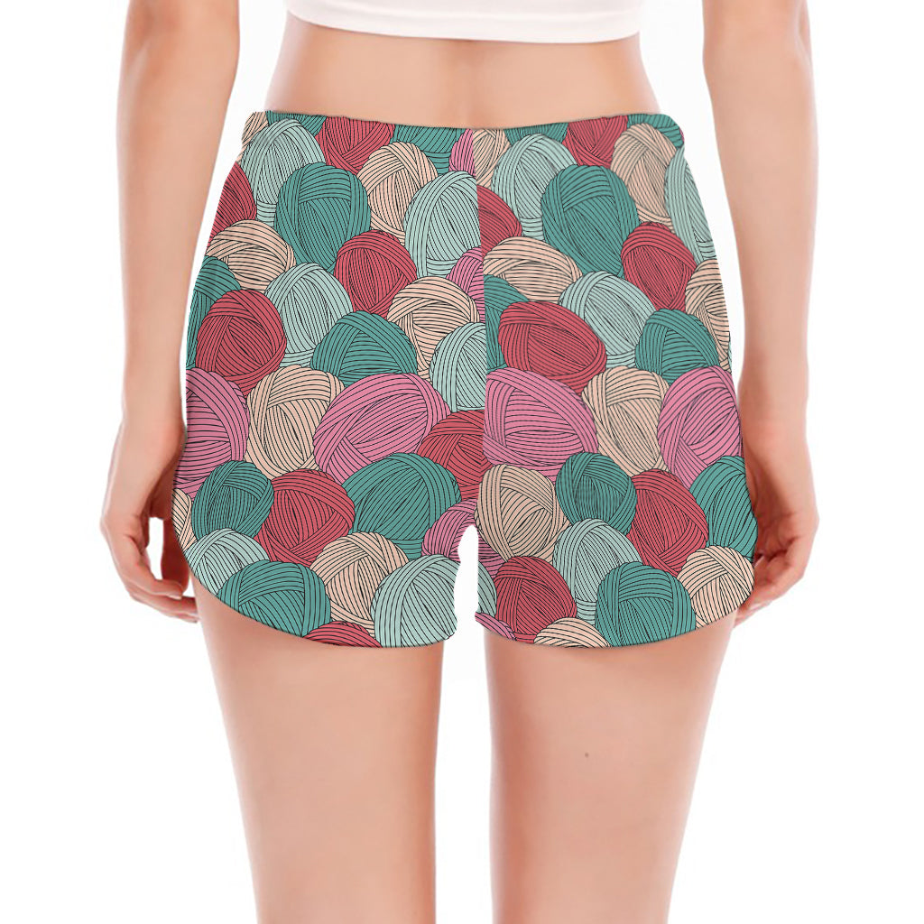 Yarn Balls Pattern Print Women's Split Running Shorts