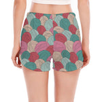 Yarn Balls Pattern Print Women's Split Running Shorts