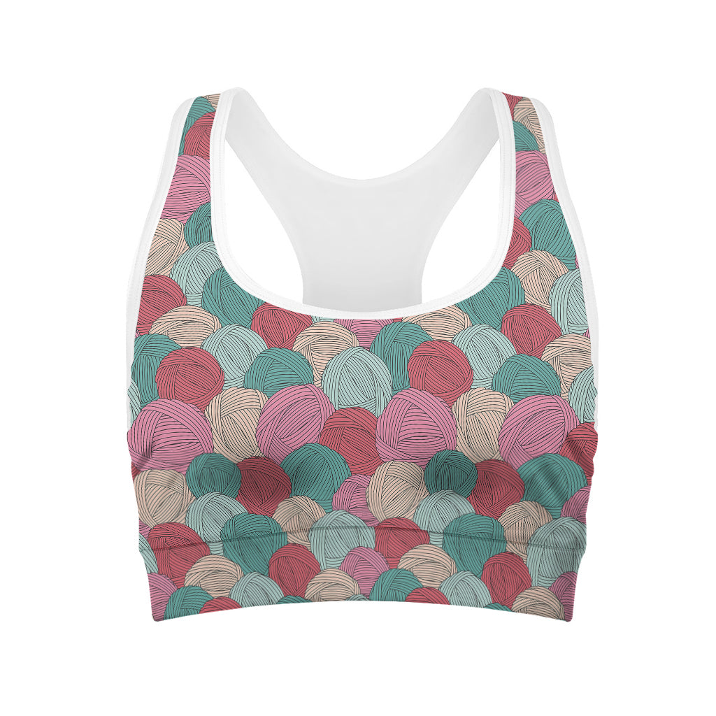 Yarn Balls Pattern Print Women's Sports Bra