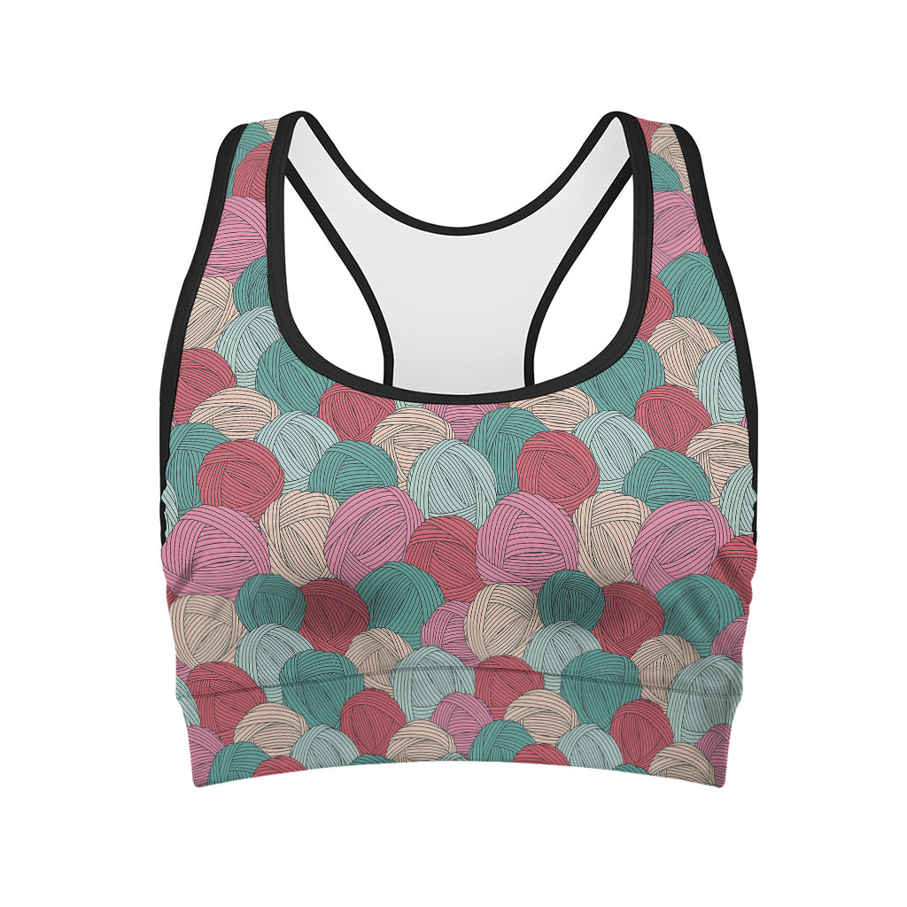 Yarn Balls Pattern Print Women's Sports Bra