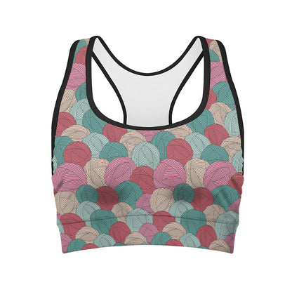Yarn Balls Pattern Print Women's Sports Bra
