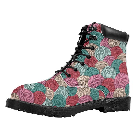 Yarn Balls Pattern Print Work Boots