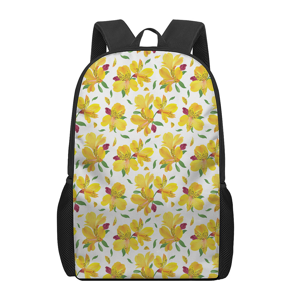 Yellow Alstroemeria Pattern Print 17 Inch Backpack
