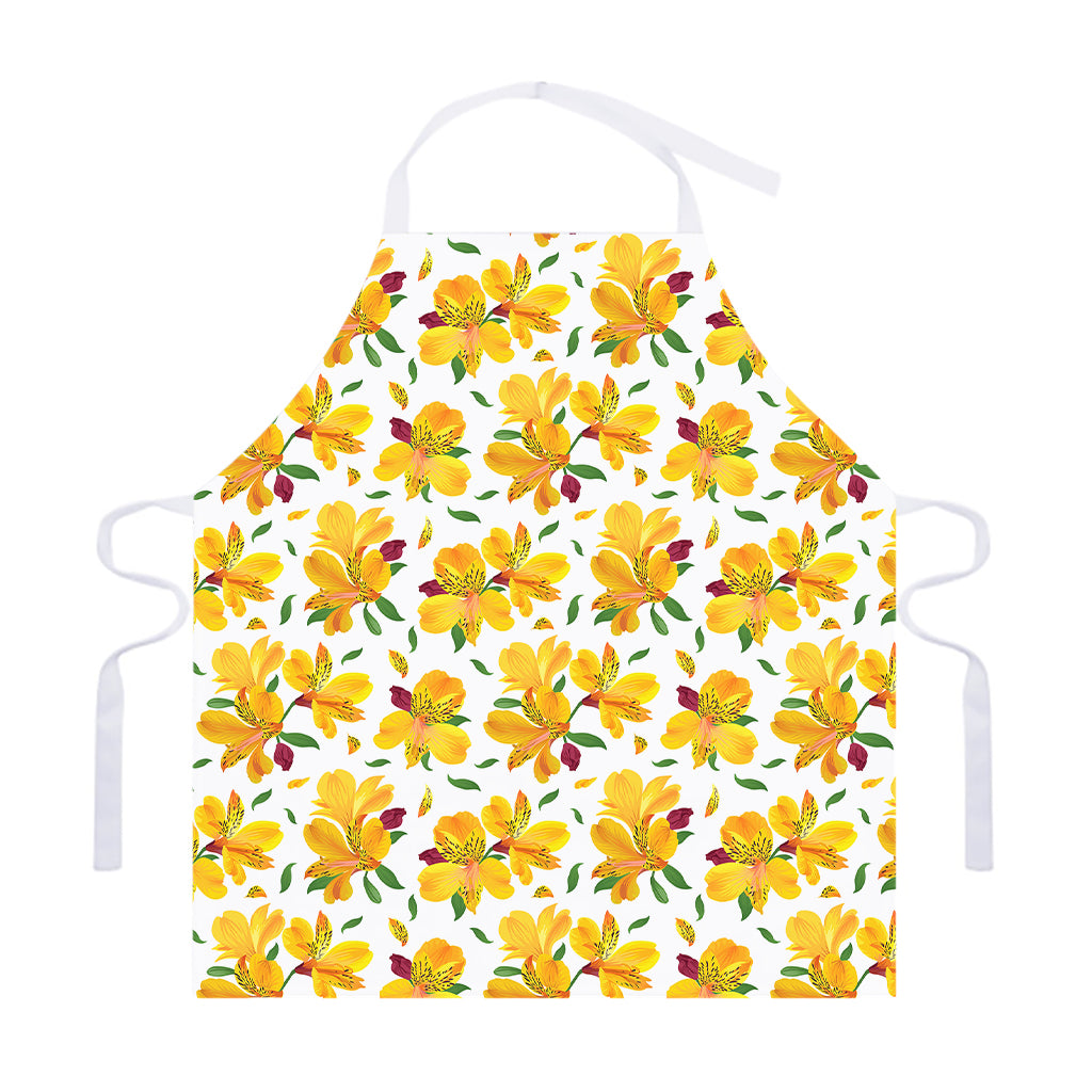 Yellow Alstroemeria Pattern Print Adjustable Apron