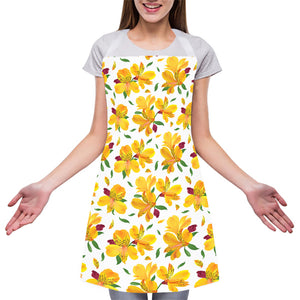 Yellow Alstroemeria Pattern Print Adjustable Apron